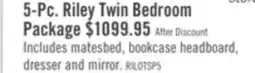 The Brick Riley Mates Bed 5pc Set with Bookcase Headboard, Dresser & Mirror, Natural - Twin Size offer