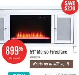 The Brick Margo 59 Glam Electric Fireplace TV Stand with Storage and Cable Management for TVs up to 65- Sil offer