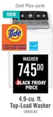 The Brick GE 4.9 Cu. Ft. Top Load Agitator Washer - White - GTW491BMRWS offer