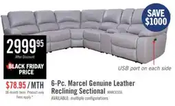 The Brick Marcel 6-Piece Genuine Leather Power Reclining Sectional with Storage Console and USB Port - Grey offer