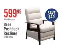 The Brick Bree 28.5 Linen-Look Fabric Pushback Reclining Accent Chair with Wood Armrests and Legs - Beige offer