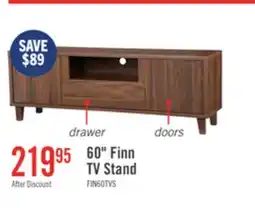 The Brick Finn 60 TV Stand with Storage and Cable Management for TVs up to 65- Dark Walnut offer