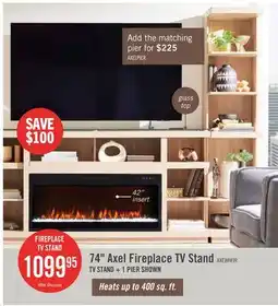 The Brick Axel 74 Modern Electric Fireplace TV Stand with Storage and Cable Management for TVs up to 85- Taupe offer