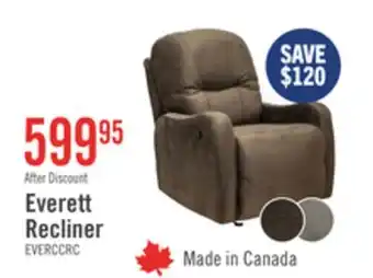 The Brick Made in Canada Everett 33.5 Fabric Reclining Chair - Chocolate Brown offer