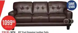 The Brick Curt 85 Genuine Leather Sofa with Button Tufting - Brown offer