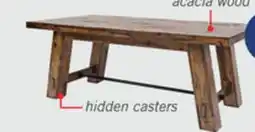 The Brick Galeveston 50 Rustic Coffee Table with Casters - Brown Woodgrain Wood offer