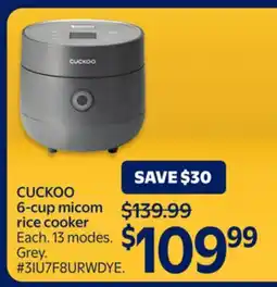 Walmart CUCKOO 6-cup micom rice cooker offer