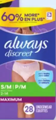 Walmart Always Discreet incontinence underwear offer