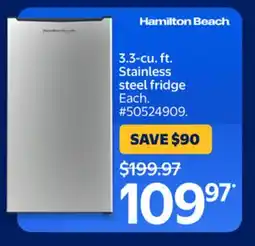 Walmart 3.3-cu. ft. Stainless steel fridge offer