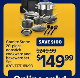 Walmart Granite Stone 20-piece nonstick cookware and bakeware set offer