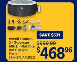 Walmart Avenli London 2-3-Person 686 L inflatable hot Tub Spa offer