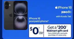 Walmart iPhone 16 postpaid phone‡ offer