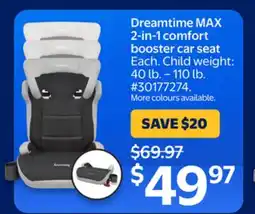 Walmart Dreamtime MAX 2-in-1 comfort booster car seat offer