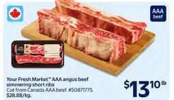 Walmart Your Fresh Market AAA angus beef simmering short ribs offer