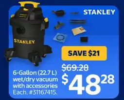 Walmart Stanley 6-Gallon (22.7 L) wet/dry vacuum with accessories offer