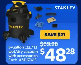 Walmart Stanley 6-Gallon (22.7 L) wet/dry vacuum with accessories offer