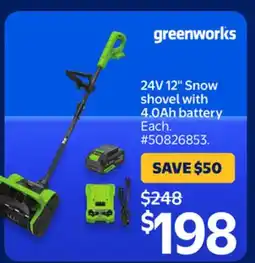 Walmart 24V 12 Snow shovel with 4.0Ah battery offer