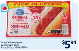 Walmart Great Value original wieners 24-pack offer