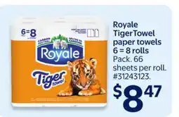 Walmart Royale TigerTowel paper towels 6 = 8 rolls offer