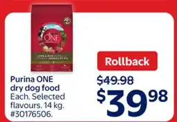 Walmart Purina ONE dry dog food offer