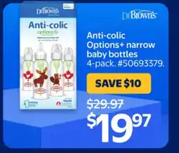 Walmart Anti-colic Options+ narrow baby bottles offer