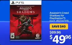 Walmart Assassin's Creed Shadows for PlayStation 5 offer