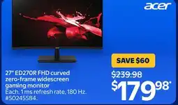Walmart 27 ED27OR FHD curved zero—frame widescreen gaming monitor offer