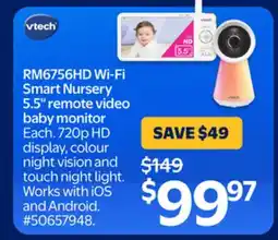 Walmart RM6756HD Wi-Fi Smart Nursery 5.5 remote video baby monitor offer