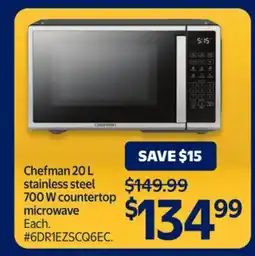 Walmart Chefman 20 L stainless steel 700 W countertop microwave offer