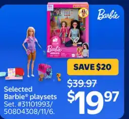 Walmart Selected Barbie playsets offer