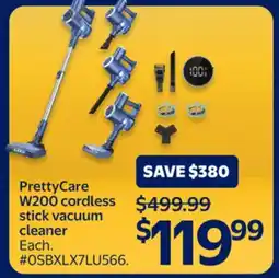 Walmart PrettyCare W200 cordless stick vacuum cleaner offer