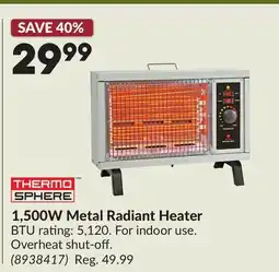 Princess Auto 1,500W Metal Radiant Heater offer