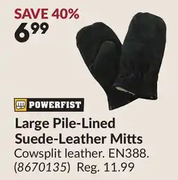 Princess Auto Large Pile-Lined Suede-Leather Mitts offer