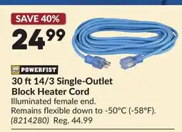Princess Auto 30 ft14/3 Single-Outlet Block Heater Cord offer