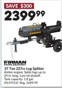 Princess Auto 37 Ton 227cc Log Splitter offer