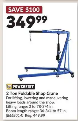 Princess Auto 2 Ton Foldable Shop Crane offer