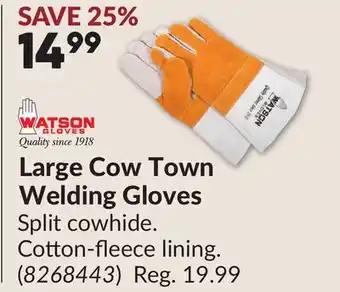 Princess Auto Large Cow Town Welding Gloves offer