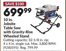 Princess Auto 10 in. Jobsite Table Saw with Gravity-Rise Wheeled Stand offer