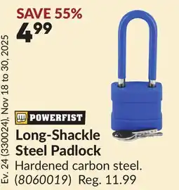 Princess Auto Long-Shackle Steel Padlock offer