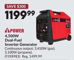 Princess Auto 4,500W Dual-Fuel Inverter Generator offer