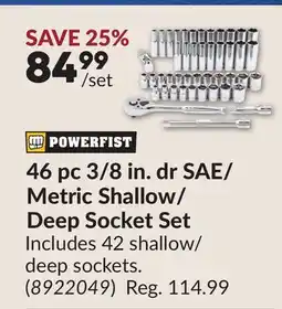 Princess Auto 46 pc 3/8 in. dr SAE/ Metric Shallow/ Deep Socket Set offer