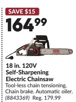 Princess Auto 18 in. 120V Self-Sharpening Electric Chainsaw offer