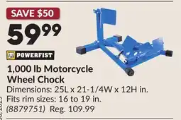 Princess Auto 1,000 lb Motorcycle Wheel Chock offer