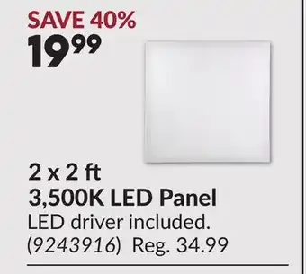 Princess Auto 2 x 2 3,500K LED Panel offer