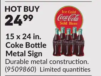 Princess Auto 15 x 24 in. Coke Bottle Metal Sign offer