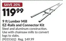 Princess Auto 9 ft Lumber Mill EZ-Rails and Connector Kit offer