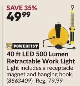 Princess Auto 40 ftLED 500 Lumen Retractable Work Light offer