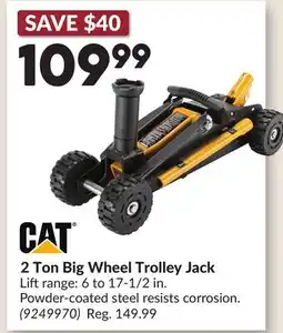 Princess Auto CATERPILLAR 2 Ton Big Wheel Trolley Jack offer