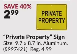 Princess Auto Private Property Sign offer