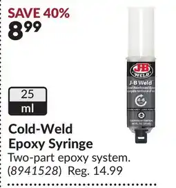 Princess Auto Cold-Weld Epoxy Syringe offer